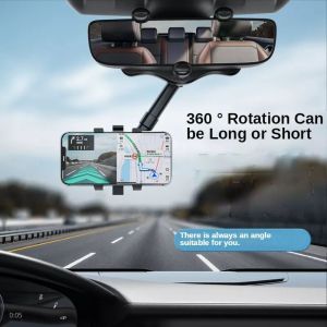 Car Mirror Clip Phone Holder Anti Shock In-Car Rear View Mirror Mount GPS DVR 360 Degree Rotated Grip Phone Bracket
