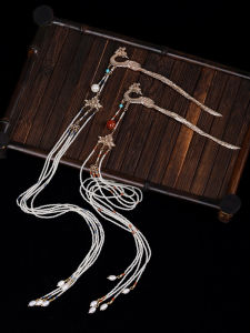 Modern Chinese Style Hairpin with Long Tassel Freshwater Pearl Engagement Red Phoenix Quechee for Cheongsam Tea Costume Accessories