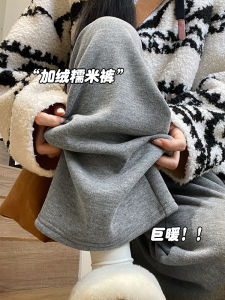 กางเกงขายาวทรงหลวมเอวสูงทรงตรงผ้าโพลีเอสเตอร์ผสมสำหรับผู้หญิงในฤดูใบไม้ร่วงและฤดูหนาว กางเกงขายาวทรงหลวมสีเทา