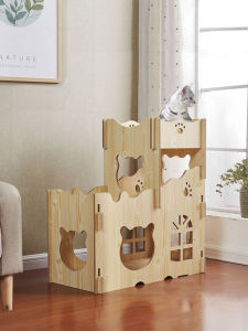 Wooden Cat Nest Cat House Cat House Cat Cage Cat Castle Wooden Box All Year Round Neutral Double Layer Cat House Kennel
