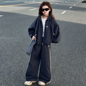 MPW | Girls Sporty Casual Two-Piece Set Spring Autumn Fashionable Korean Style Hooded Standard Package Machine Washable Cartoon Pattern