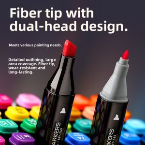 MONLEYTA | Dual-Headed Acrylic Marker Pens Set For Students 48 Colors Quick-Drying Oil-Based Anime Painting Watercolor Drawing Childrens Coloring Pens