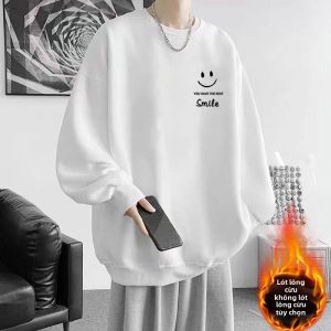 Áo Nỉ Cổ Tròn Dày Dặn Cho Nam Thanh Thiếu Niên Mùa Đông Phong Cách Hàn Quốc Rộng Rãi INS Tay Dài Áo Thun in Họa Tiết Hình Học