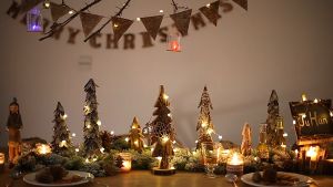 NUVOX 12-18 Inches/30-45cm Table Christmas Tree Birch Wooden 3D Handmade Small Vintage Holiday Ornament for Xmas Centerpiece Desk Model for Home Office