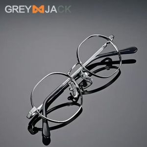 Grey Jack Frame Kacamata Bahan Metal Model Bulat Oval Fashion Wanita Bisa Minus Antiradiasi Blueray Bluecromic New 34286