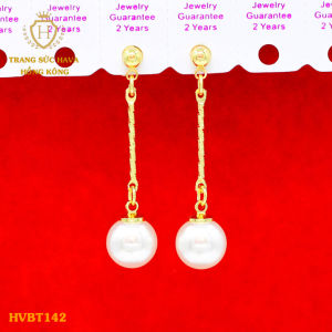 Bông Tai Khuyên Tai Nữ Dáng Dài Mặt Ngọc Trai Titan Xi Mạ Vàng Non 18k 24k Cao Cấp (Không Bị Xỉn Đen) - Trang Sức Hava Hong Kong