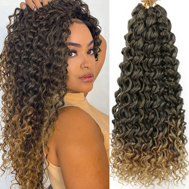 14Inch/18Inch Synthetic Ocean Wave Curly Crochet Braids Gogo Curl Water  Wave Braiding Hair Soft Beach Curl Hair Extension for Women