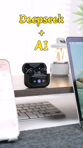 Awei AI แปลหูฟังไร้สาย Bluetooth 6.0 ANC -35dB การยกเลิกเสียงรบกวนที่ใช้งาน TWS หูฟังพร้อมจอสัมผัส LCD AI COOL APP รองรับ 147 ภาษา