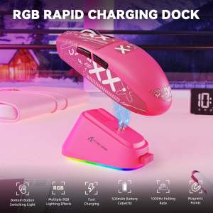 ATTACK SHARK | ATTACK SHARK G3 PRO Magnetic Charging Dock Wireless Gaming Mouse 62g Lightweight PAW33111000Hz Tri-Mode 2.4G Wireless/Bt