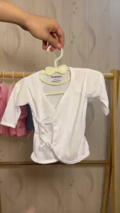 SwaddleBearz Pure Cotton White Tie-Side Longsleeves Baby Set for 0-12 Months