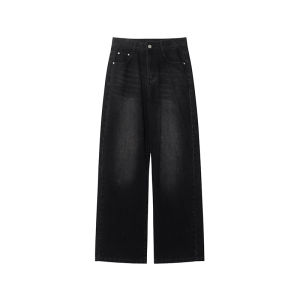 NIHAOKANONG | Quần Jeans Đùi Rộng Cao Cổ Vintage Đã Giặt ủi