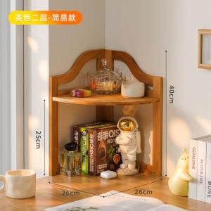 Real Wood Kitchen Storage Rack Cosmetics Coffee Utensils Cup Organizer Desktop Corner Shelf Vintage Style Home Organizer