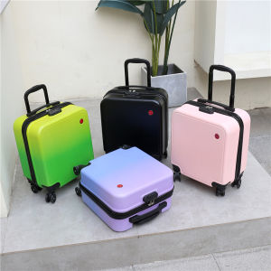 Lightweight Luggage Carry-On Childrens Silent Suitcase 18 Inch Travel Bag with Pull Rod ABS plus PC Material Zipper Closure