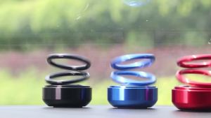 Car Solar Energy Aromatherapy Auto Rotating Air Fresher Double Ring Interior Diffuser for Car and Home Panel Decoration