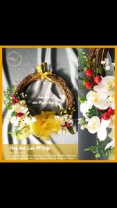 Vòng hoa treo cửa Vòng hoa Lan Hồ Điệp mix trang trí nhà cửa homestay cafe...32cm