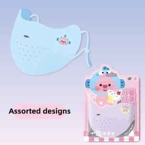 Kids Ice Silk Face Mask Cute Printed UV Protection Skin-friendly Breathable Mesh Cover for Outdoor Travel