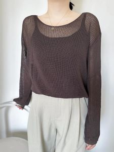 Spring New Unique Beautiful Simple Casual Design Hollow out Knitted Cover up Tank Top Two Piece Set Womens Fashion Ensemble