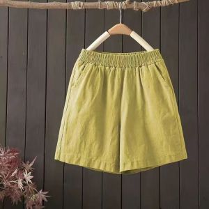 QIAOXIZI | High Waist Loose Slimming Fashionable Cotton Linen Shorts