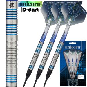 UNICORN SOFT TIP DART -22G T95 CORE XL BLUE 95% Tungsten Soft Darts (ARROW DART LEMBUT)