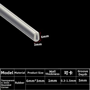 TEKANAI | Transparent Silicone Rubber Edge Sealing Strip for Glass and Steel Plates U Shaped