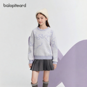 Balabala | เสื้อสเวตเตอร์ถักลายปักสำหรับเด็กผู้หญิง BalaBala ฤดูหนาว 2025 คอกลม แขนยาว ปกติ โพลีเอสเตอร์ผสม น้ำหนักเบา ปกติ
