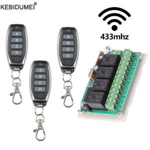 Kebidumei | 433 MHz Universal Remote Control DC 12V 4CH Wireless Relay RF Remote Control Switch Receiver+ 4 Button Transmitter DIY