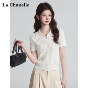 La Chapelle | Slimming V-Neck Knit Short Sleeve T-Shirt