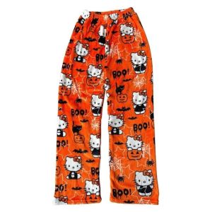 HelloKitty Girls Cute Coral Fleece Cartoon Home Warm Sleep Pants Walking Pants Long Pants Comfortable Home Clothes for Youth