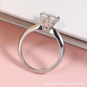 แหวน Moissnaite แท้100% 1-3กะรัตผ่านการทดสอบเพชรแล้วเครื่องประดับงานแต่งงานชุบสีขาว18K S925เงินไม่ซีด