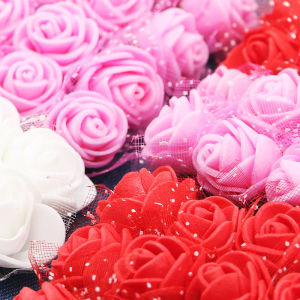 (144pcs/pack)Mini 2cm DIY Artificial Roses Handmade Fake Rose Flower Heads Graduation Christmas Halloween Decorations Gauze