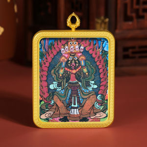 Tibetan Thangka Pendant Zakyaram Yellow Wealth Green Tara Necklace Gau Box Bodhisattva Black Sky Blue Dharma Wheel Pendant