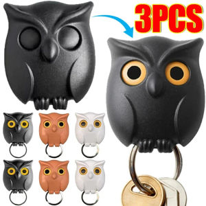 Dizoey 1/3PCS Magnetic Owl Key Holders Self Adhesive Magnets Hold Key Hanger Hooks Will Open Eyes Home Wall Decorative Hooks