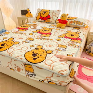 Ga trải giường dansunreve bằng nhung Ga Trải Giường kháng khuẩn gấu dâu tây Tấm bọc vừa vặn nhồi bông dày dặn Disney Ga Trải Giường kháng khuẩn dễ thương kèm tấm giường ấm thông minh dành cho nữ Hoàng Đơn