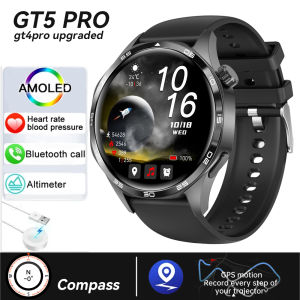 2025 Watch 5 PRO Smartwatch for Men - 1.53" 360*360 AMOLED HD Touchscreen GPS + NFC Bluetooth Calling 5ATM Waterproof Step/Sleep/HR Tracker iOS/Android Compatible - Ideal Birthday/Anniversary Gift