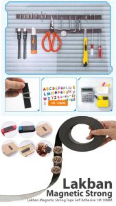Lakban Sticker Magnetic Strong Tape Self Adhesive 1M 10mm - Black