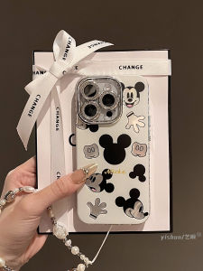 16ProMax Phone Case Womens Style Cute Cartoon Mickey Creative New Model Sparkling Powder Lens Film Protection Cover