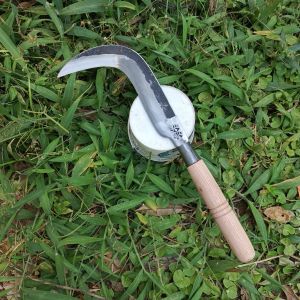 Arit Congkrang Pemotong Semak Belukar Ranting Kayu Dan Bambu Baja Per dengan pegangan kayu.
