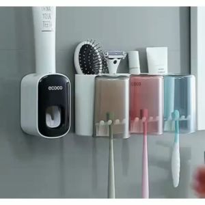 Kệ Để Bàn Chải Kem Đánh Răng  Kem Đánh Răng Tự Động Không khoan tường nhựa ABS Cao Cấp