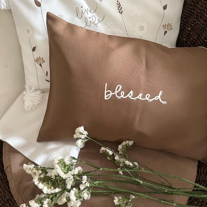 Lumbar Pillow Pillow With Home Written On It Booktrovert