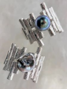 925 Silver Pearl แหวนแฟชั่น Gold และ Silver ผู้ถือแหวนนิ้วมือ Match 7-10 มม.รอบเพิร์ล Diy เครื่องประดับอุปกรณ์เสริม