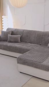 Plush Sofa Cushion Universal All-inclusive Non-slip Thickened Plush Fabric Soft Seat Cushion Set