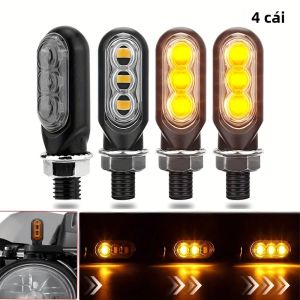 NLpearl 2/4 Cái 3LED Đèn Báo Rẽ Xe Máy Đèn Nhấp Nháy Màu Hổ Phách Đèn Báo Hướng 12V Vỏ Nhựa ABS Cho Hầu Hết Các Xe Máy