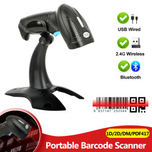1D/2D Supermarket Barcode Reader Bluetooth USB Wireless Handheld Warehouse Bar Code QR Scanner CMOS Image High-speed Decoding