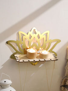 1pc Gold Lotus Shape Acrylic Wall Decor Shelf Floating Wall Shelf，Modern Minimalist Hanging Storage Rack Home Decoration Gift