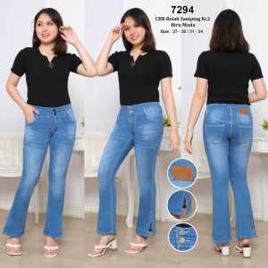 Jeans Wanita Cutbray Belah Samping Kancing 2 MM Premium