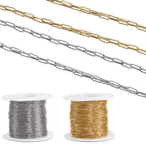 10Meters 2Meters No Fade Stainless Steel Thin Cable Chains Gold Color Links for DIY Bracelet Necklace Jewelry Making Findings