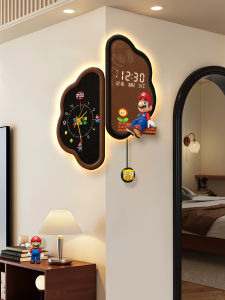 CTYLIGHTZ | Retro Mario Corner Hanging Wall Clock Dual-Faced