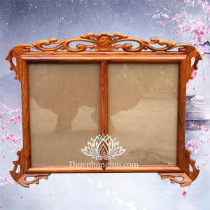 Khung ảnh thờ treo tường đôi 2 ảnh thờ gia tiên gỗ hương cỡ 21x31