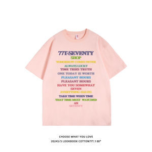 เสื้อยืดแขนสั้นผู้หญิงคอตตอนหลวมพิมพ์ลายตัวอักษรฤดูร้อนใหม่เสื้อคู่ที่สวมใส่ได้หลากหลาย 77T Dopa Colorful Letter Print T-Shirt