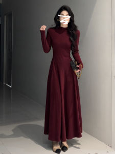 CAOZIMUYI | Holiday Spring Autumn Red Long Sleeved Dress New 2026 Style Elegant Waist-Cinching